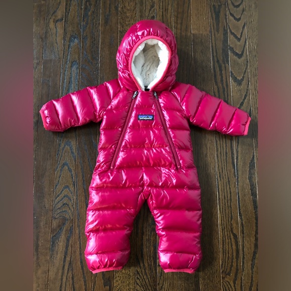 Patagonia Other - Patagonia Infant Girls NB Hot Pink Hi-Loft Down High-Pile Fleece Hooded Bunting